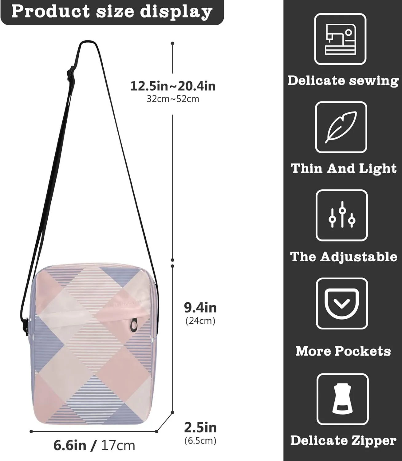 Unisex Crossbody Bag, Cream Color Durable Sling Side Shoulder bags for men women, One Size