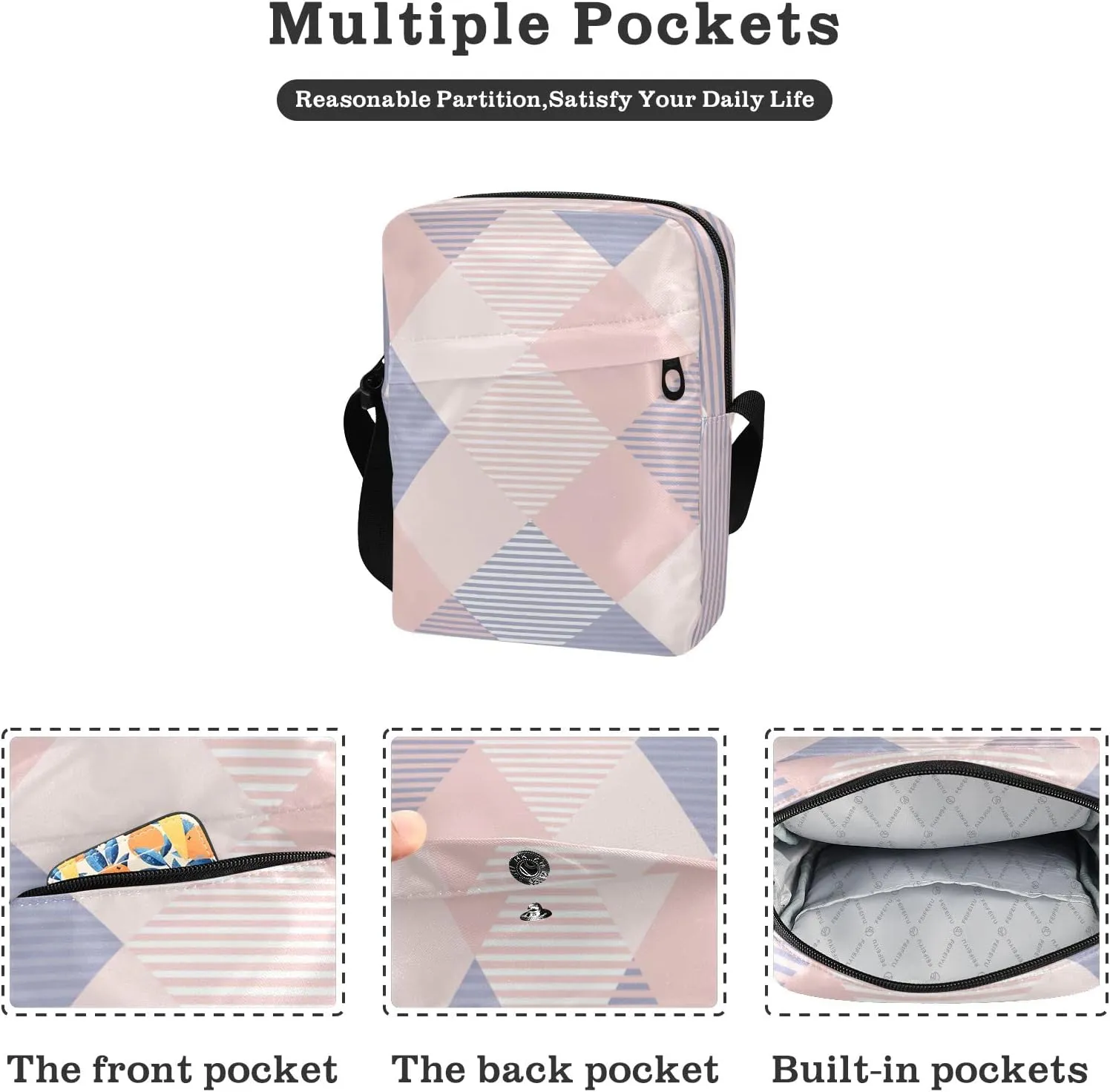 Unisex Crossbody Bag, Cream Color Durable Sling Side Shoulder bags for men women, One Size