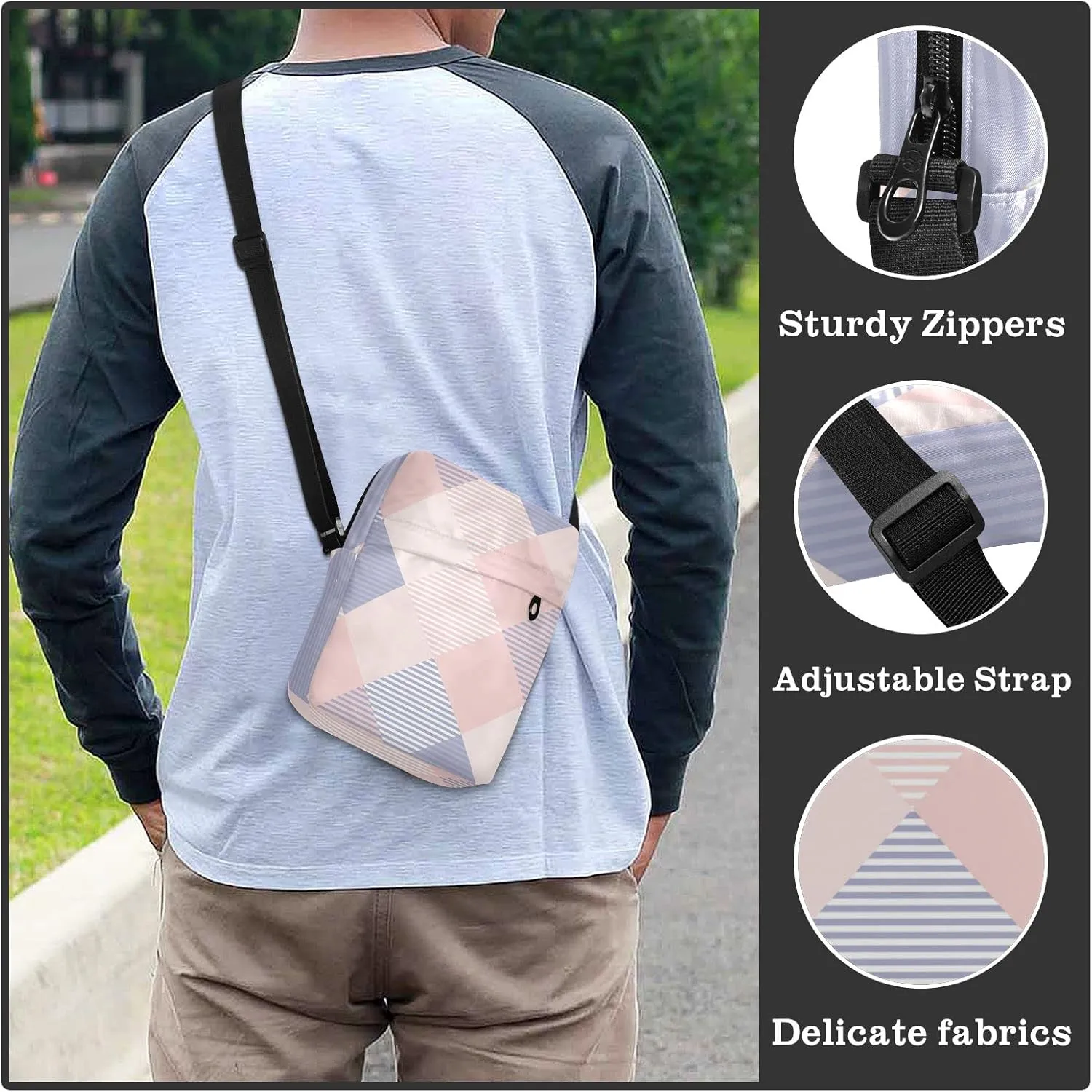 Unisex Crossbody Bag, Cream Color Durable Sling Side Shoulder bags for men women, One Size