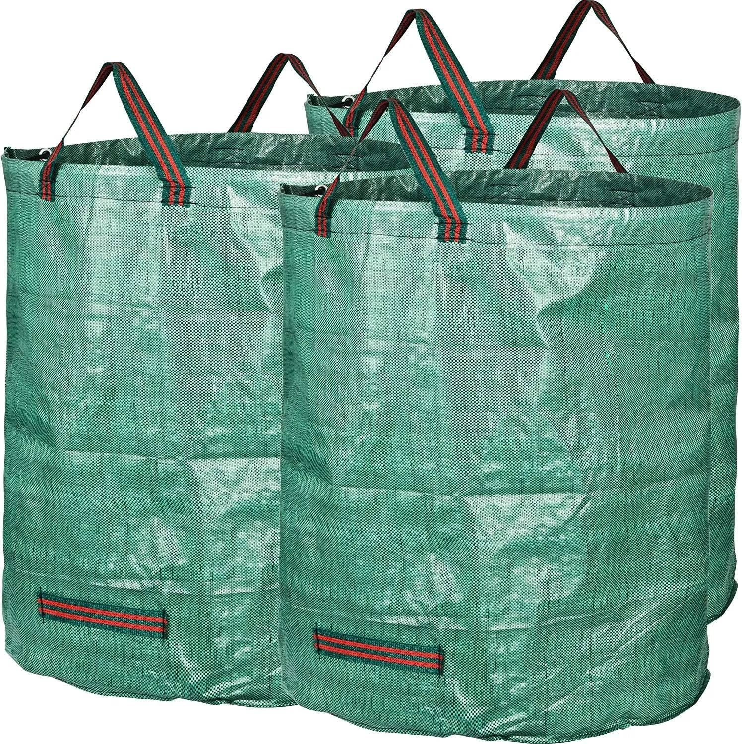 UNISTRENGH 3-Pack 72 Gallons Reusable Garden Waste Bags Gardening Garbage Bag Clean Up Tree Branches Leaves Yard Waste Storage Bag (3 x 72 Gallons, Green)