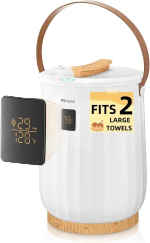 Upgrade 20L Towel Warmer for Bathroom, with Customized Fragrance, Timer Function, for Spa and Bathroom, Luxury Counter Towel Warmer Bucket, Fits 2 Large Blankets, Auto Shut Off, Bathrobe, PJs, White