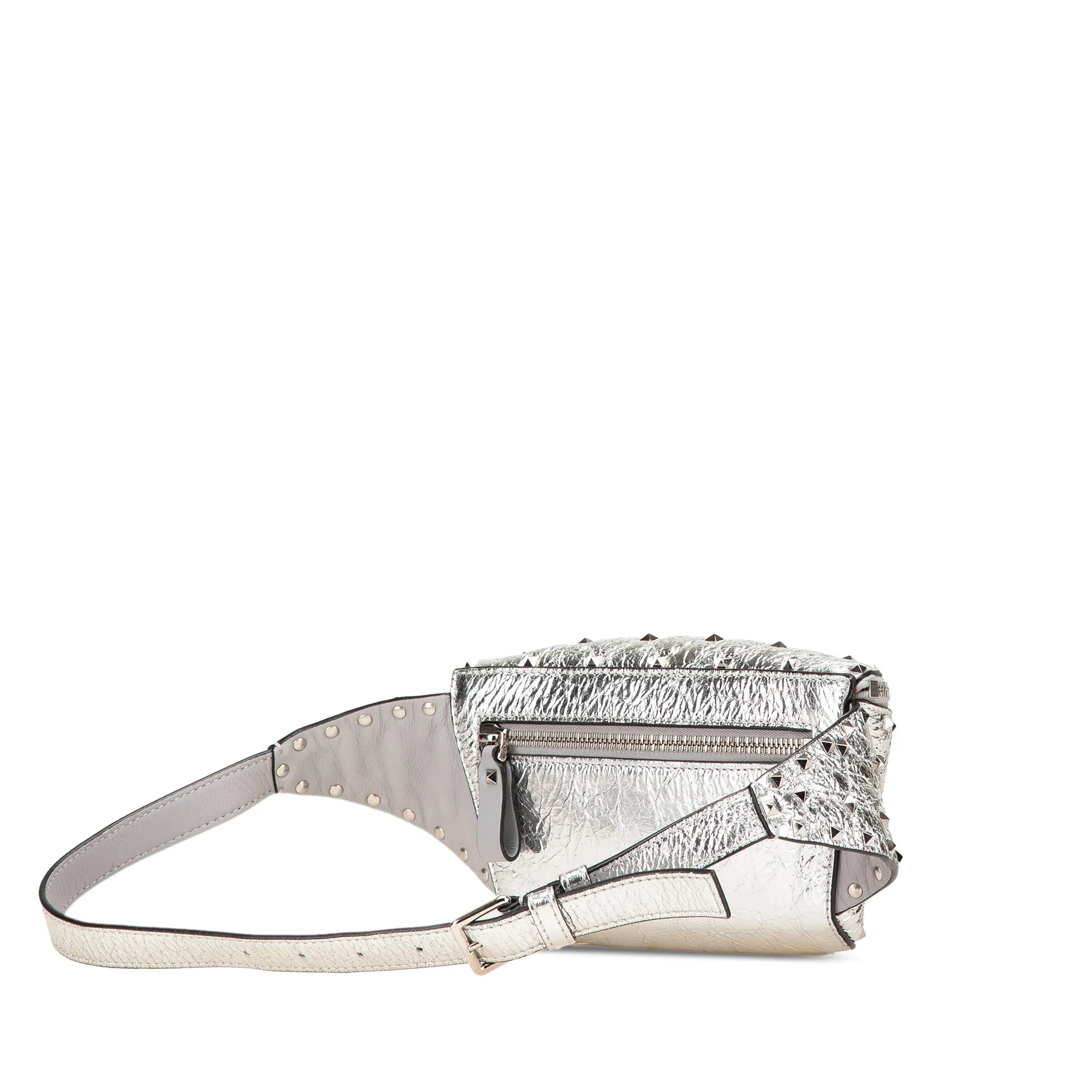 Valentino Metallic Craquele Nappa Rockstud Spike Belt Bag