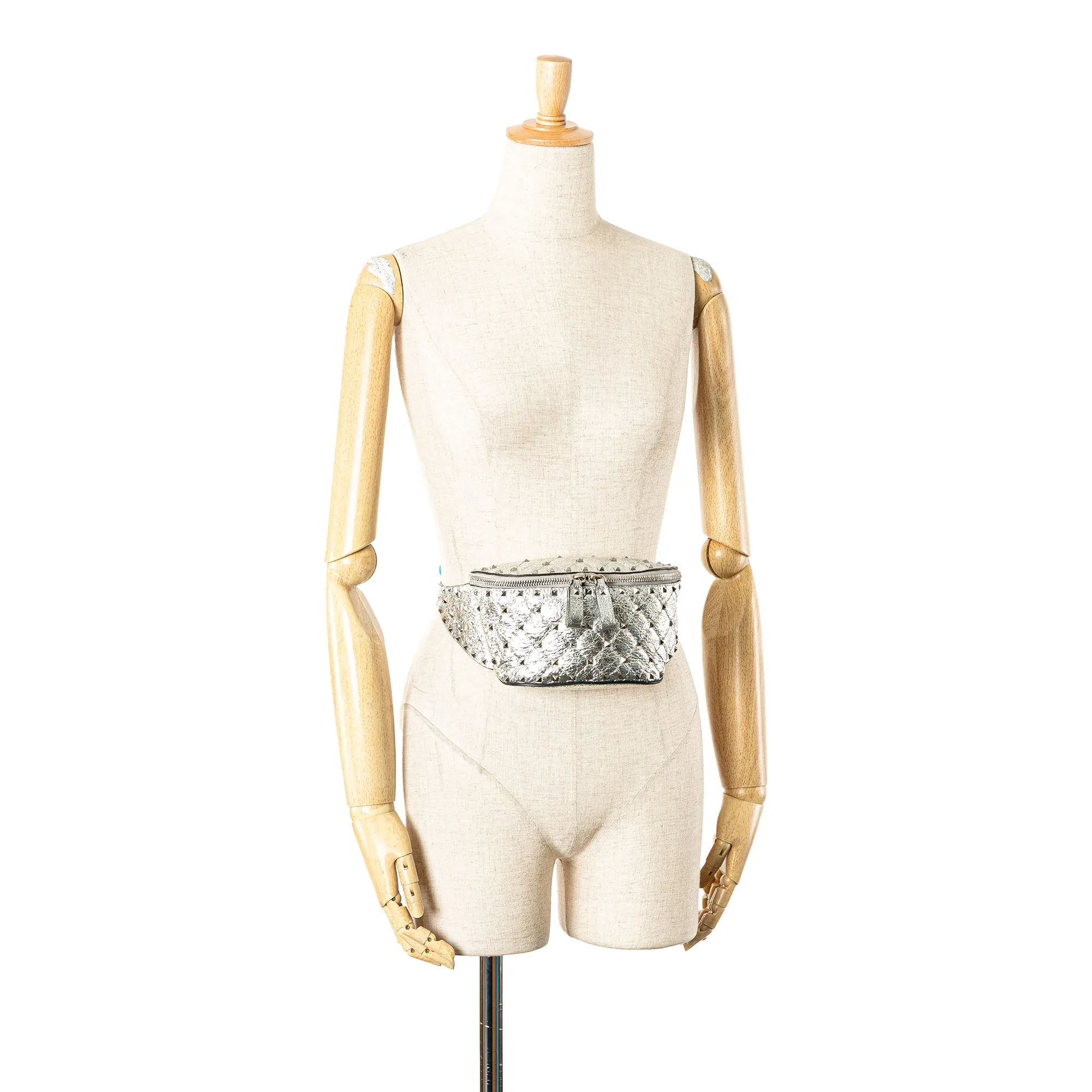 Valentino Metallic Craquele Nappa Rockstud Spike Belt Bag