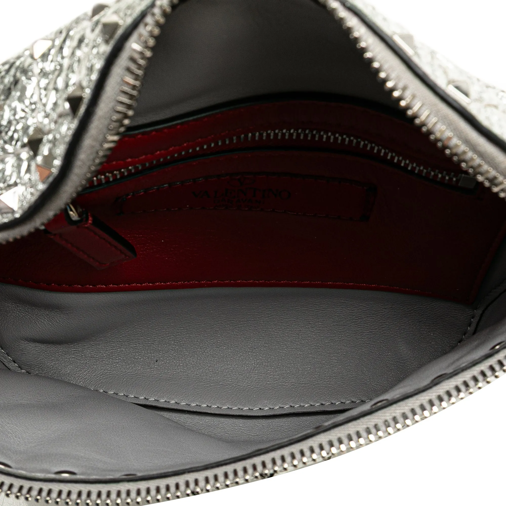 Valentino Metallic Craquele Nappa Rockstud Spike Belt Bag