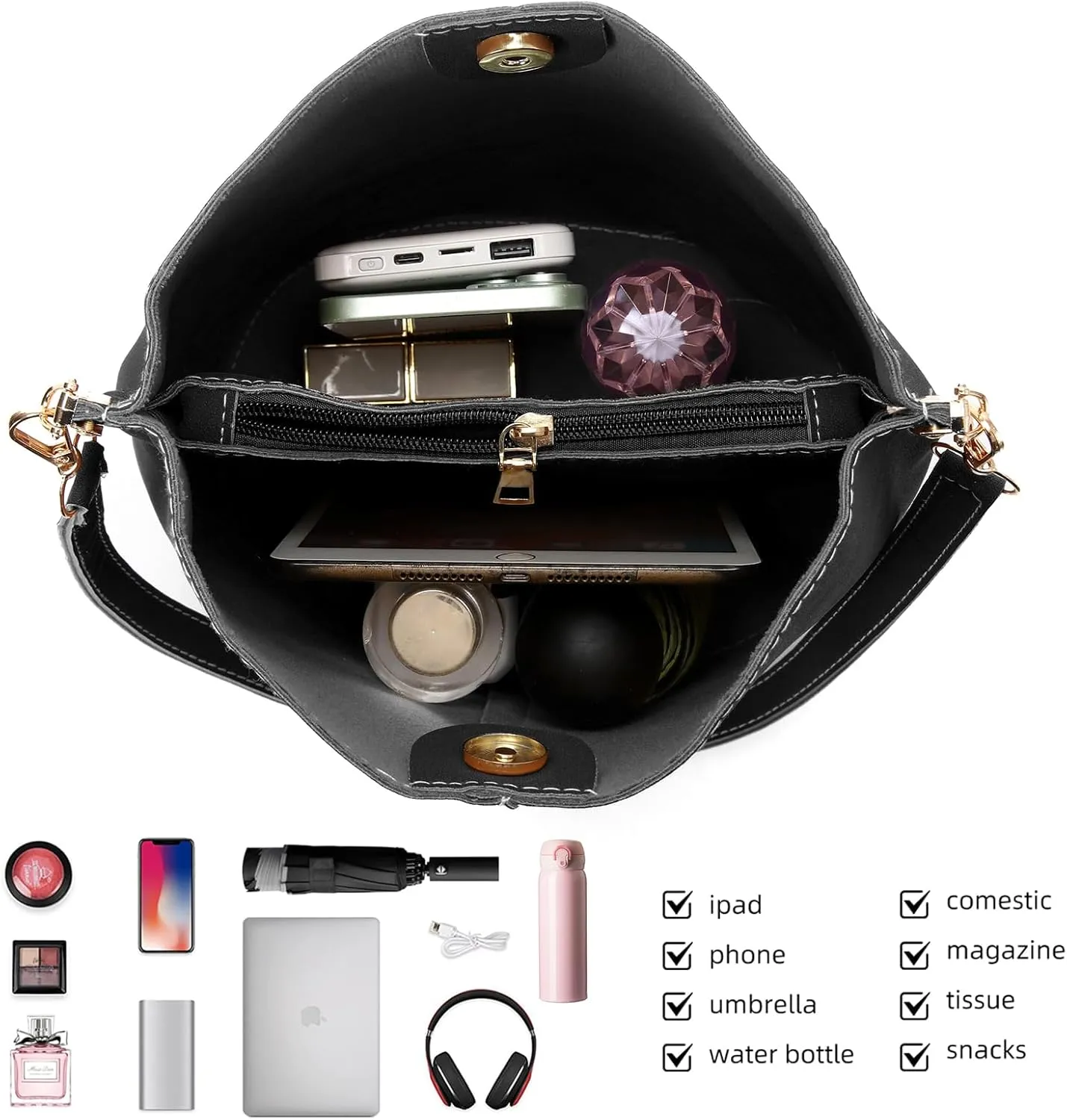 Valleycomfy Suede Bucket Purses for Women Tote Shoulder Bucket Bag