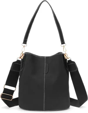 Valleycomfy Suede Bucket Purses for Women Tote Shoulder Bucket Bag