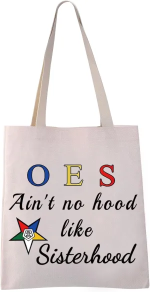 VAMSII OES Tote Bag Ain't no Hood like Sisterhood Tote Bag OES Gifts for Women Sisterhood Gifts Sorority Sister Gifts Bag