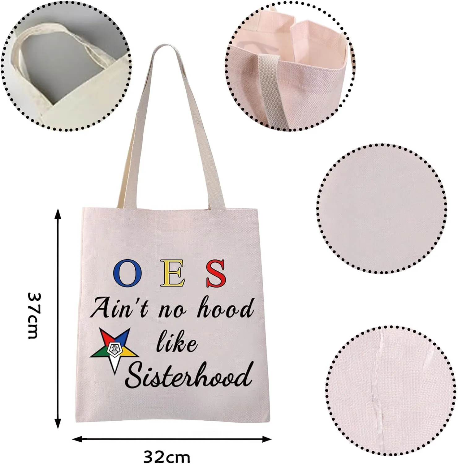 VAMSII OES Tote Bag Ain't no Hood like Sisterhood Tote Bag OES Gifts for Women Sisterhood Gifts Sorority Sister Gifts Bag