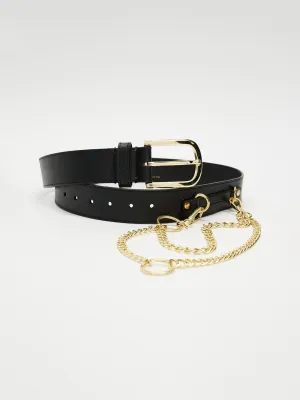 Vegan chain Belt // Black   Gold (Unisex) (ALL Sizes)
