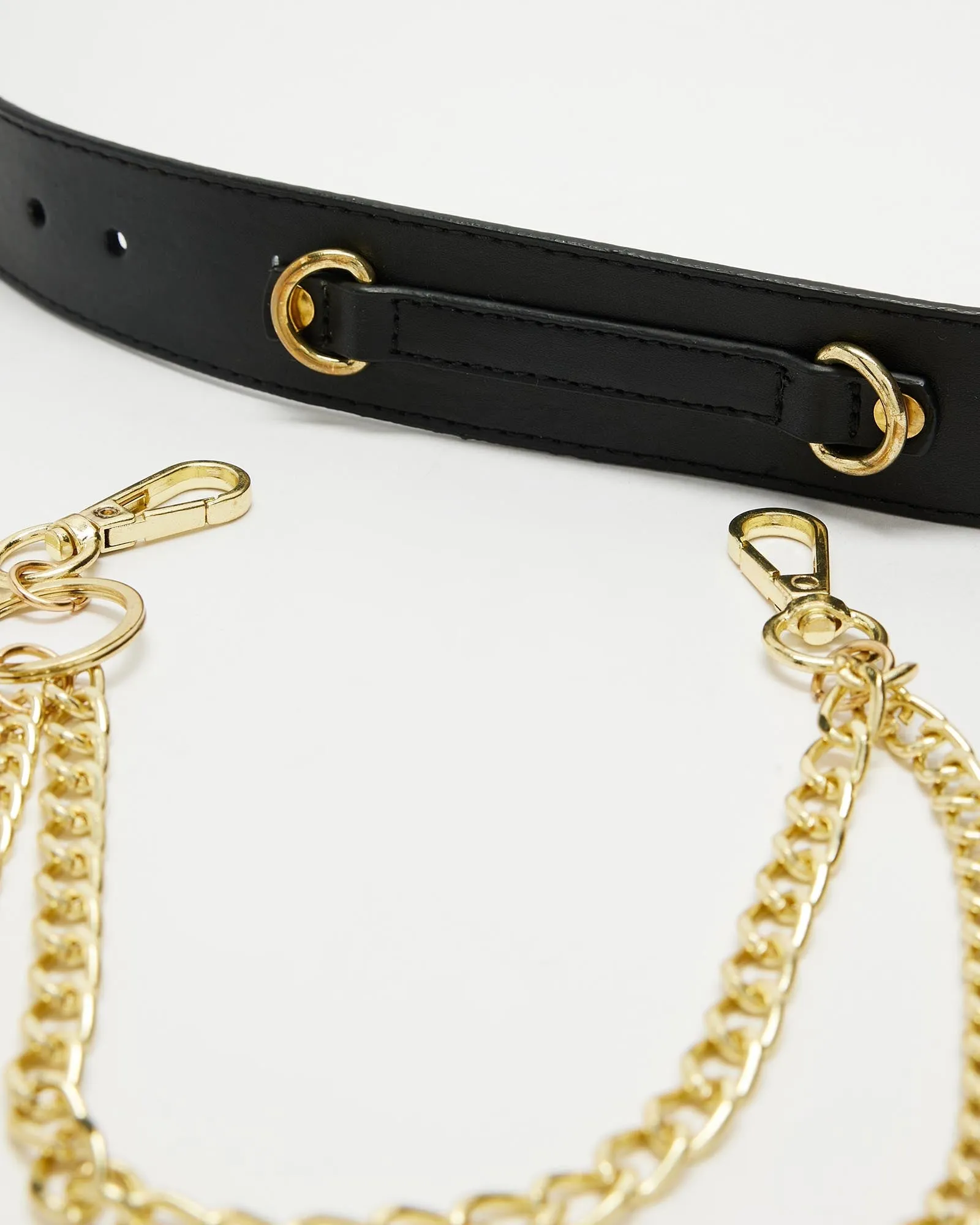Vegan chain Belt // Black   Gold (Unisex) (ALL Sizes)