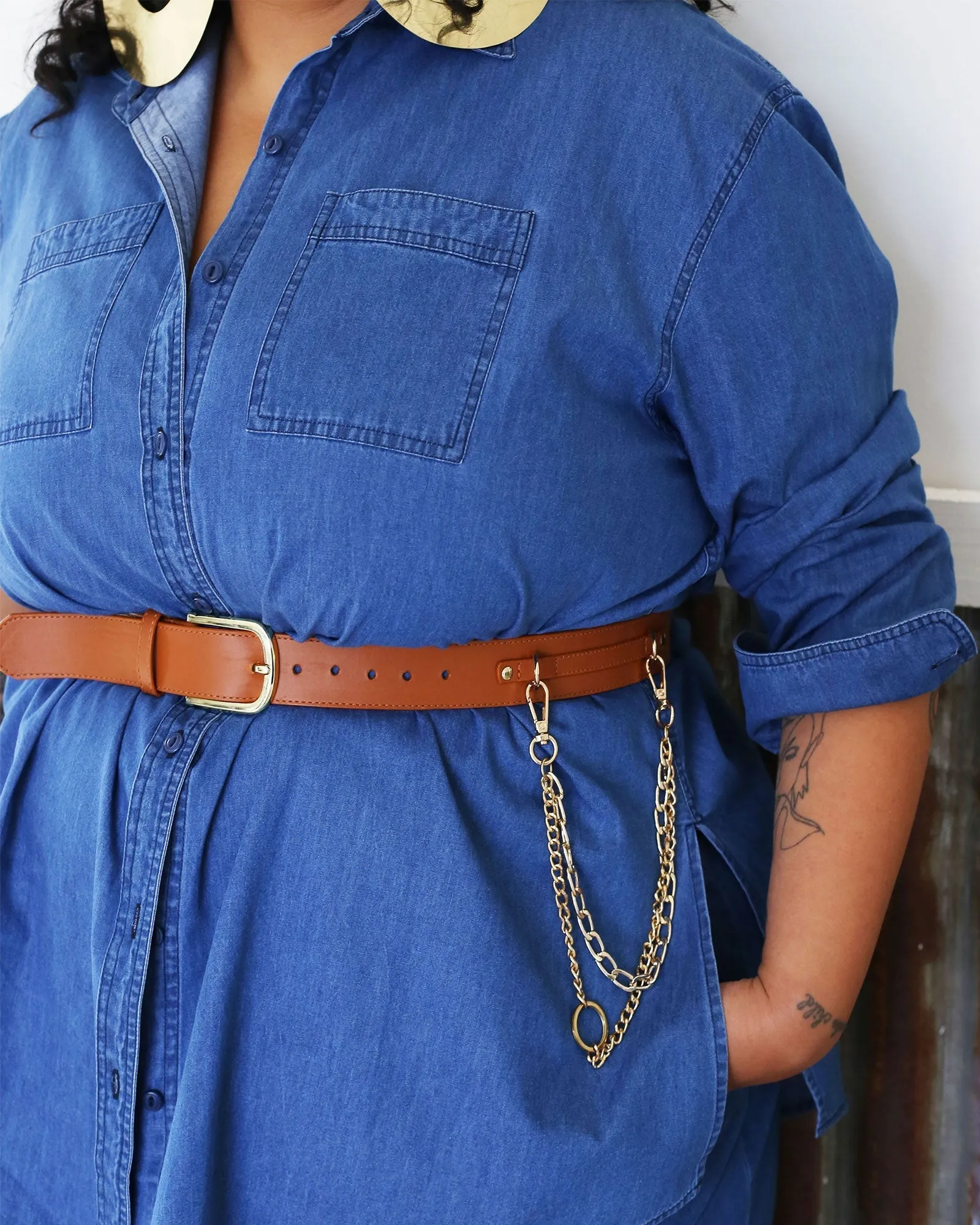 Vegan chain Belt // Black   Gold (Unisex) (ALL Sizes)