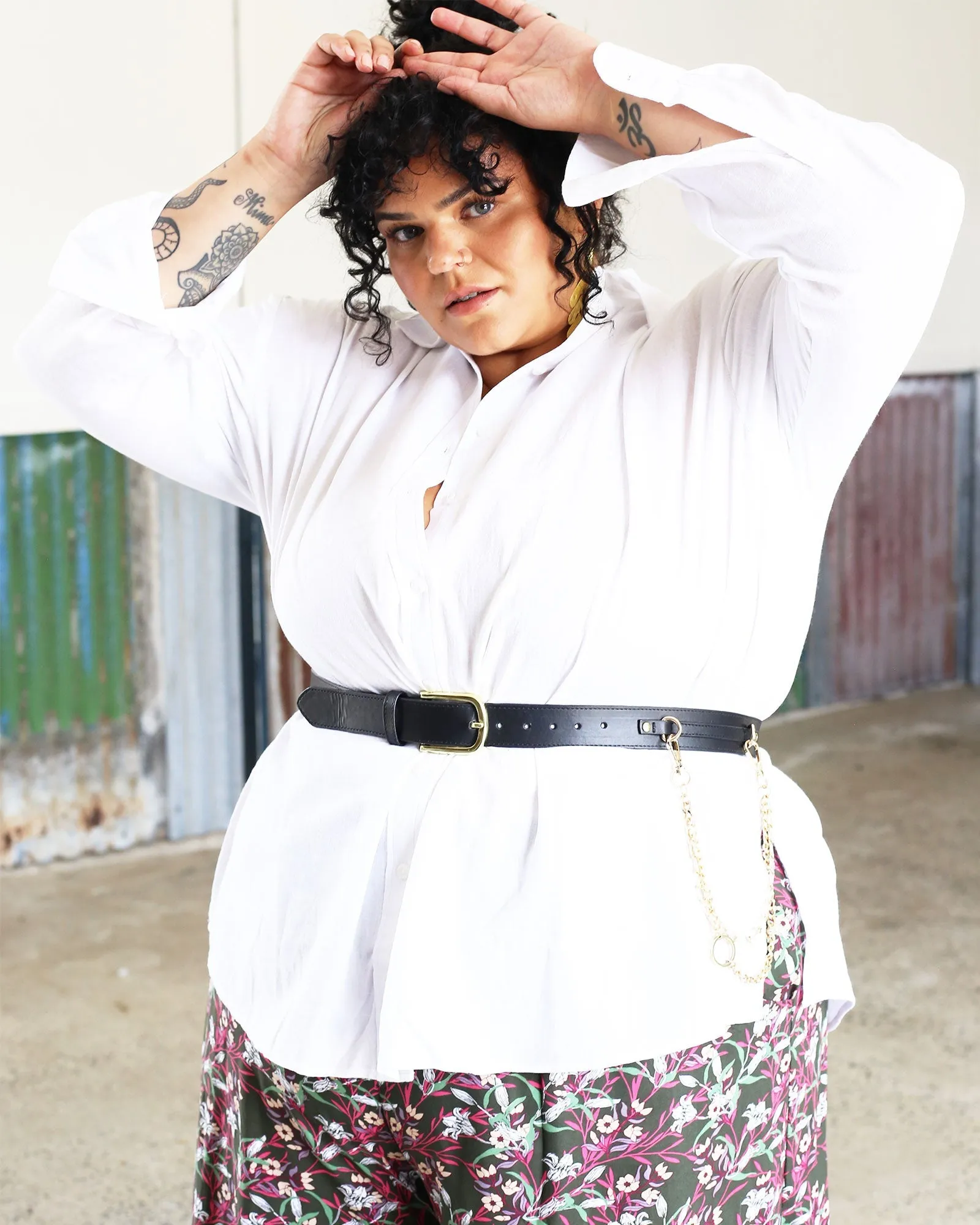 Vegan chain Belt // Black   Gold (Unisex) (ALL Sizes)