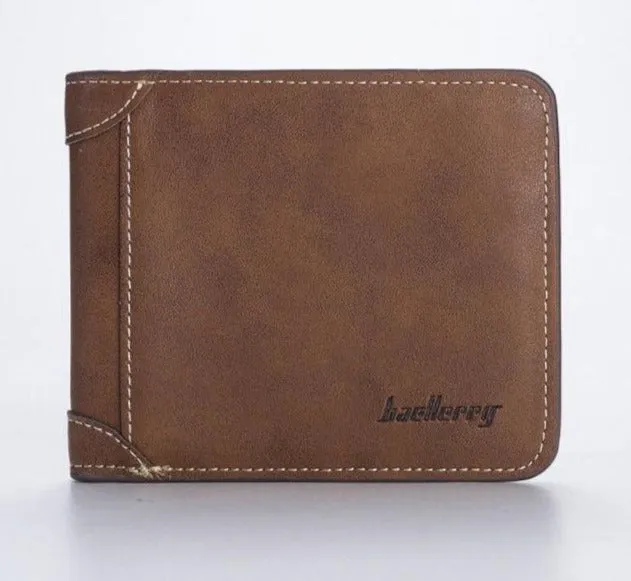 Vegan Leather Billfold Wallet Vintage Credit Card and ID Holder for Men