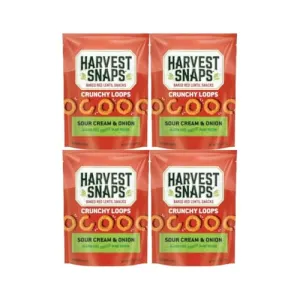 Veggie Chips Crunchy Loops 4-Pack, Sour Cream & Onion Flavor, Healthy Snack Pack, Gluten-Free, Protein-Packed, Plant-Based Snacks, Low-Calorie Crunchy Snack for Kids & Adults, 4 Count