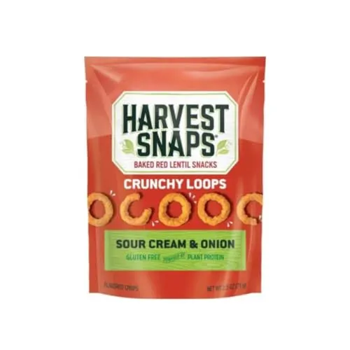 Veggie Chips Crunchy Loops 4-Pack, Sour Cream & Onion Flavor, Healthy Snack Pack, Gluten-Free, Protein-Packed, Plant-Based Snacks, Low-Calorie Crunchy Snack for Kids & Adults, 4 Count