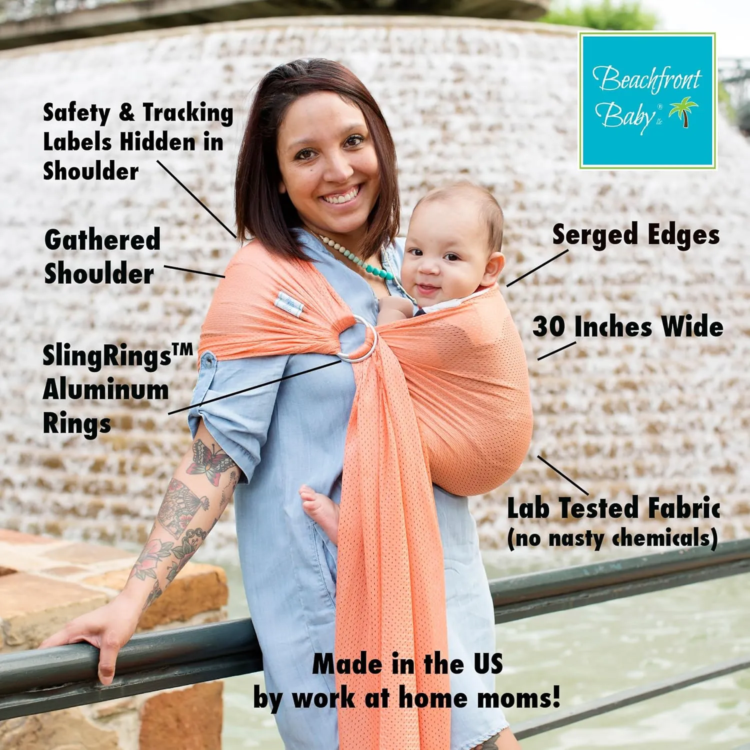 Versatile Water & Warm Weather Ring Sling Baby Carrier | Made in USA with Safety Tested Fabric & Aluminum Rings | Lightweight, Quick Dry & Breathable (Paradise Plum, X-Long)