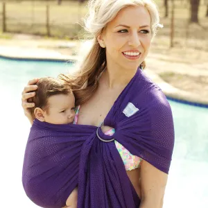 Versatile Water & Warm Weather Ring Sling Baby Carrier | Made in USA with Safety Tested Fabric & Aluminum Rings | Lightweight, Quick Dry & Breathable (Paradise Plum, X-Long)