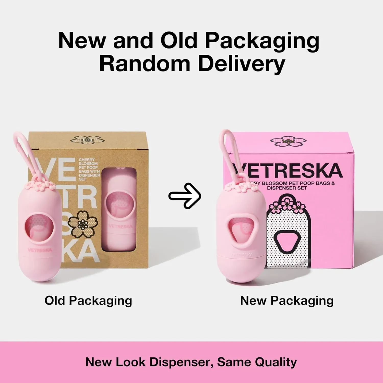 Vetreska - Cherry Blossom Pet Poop Bags & Dispenser Set (1 Dispenser   7 Rolls)