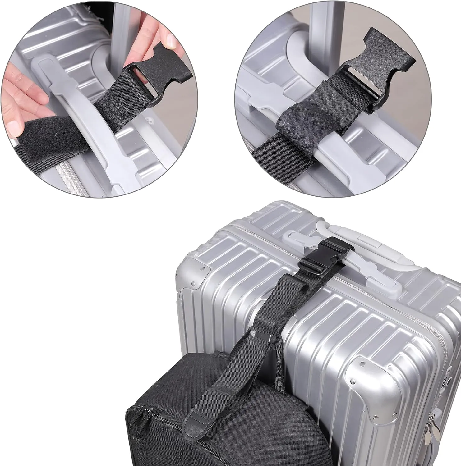 Vigorport Luggage Connector Straps, Add a Bag Suitcase Strap Belt, Luggage Clip Link, Multi Adjustable 1.5" W Travel Attachment Accessories for Carry on Bag Stacker - 2 Pack
