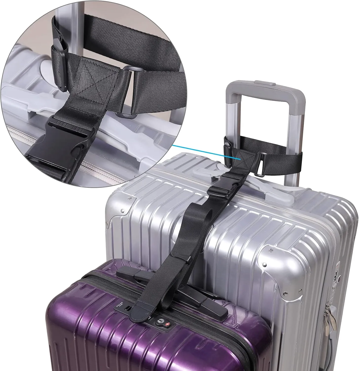 Vigorport Luggage Connector Straps, Add a Bag Suitcase Strap Belt, Luggage Clip Link, Multi Adjustable 1.5" W Travel Attachment Accessories for Carry on Bag Stacker - 2 Pack