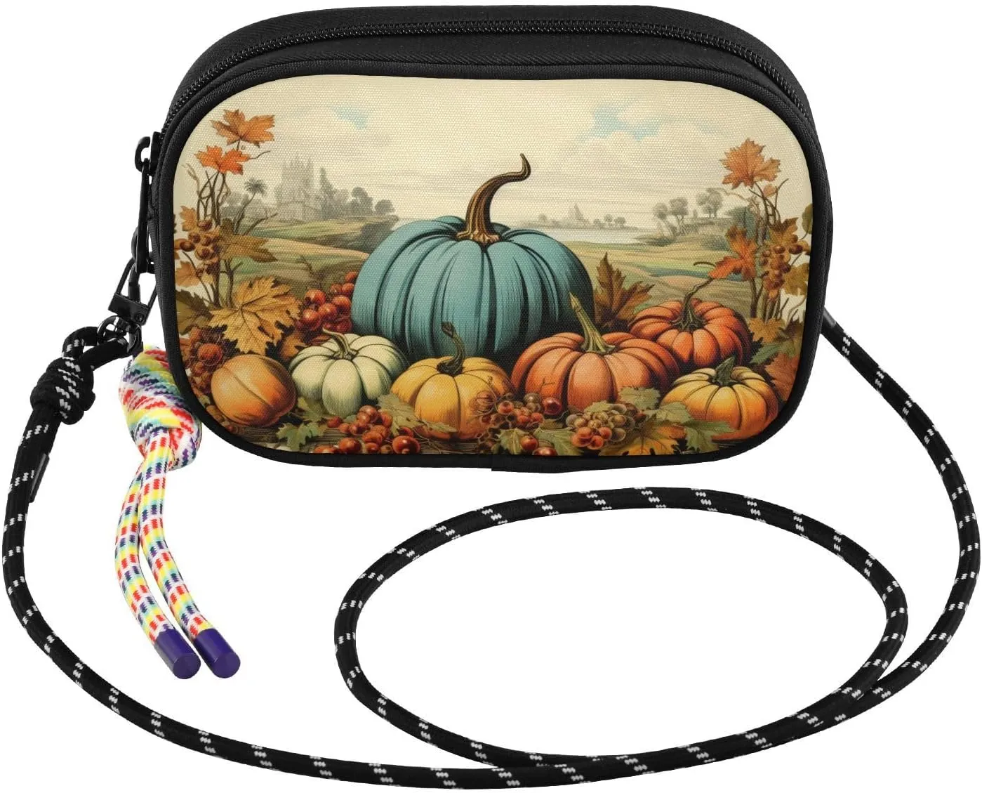 Vintage Thanksgiving Harvest Pumpkin Crossbody Bags for Women Cell Phone Purses Women's Shoulder Handbags Wallet Purse with Adjustable Strap