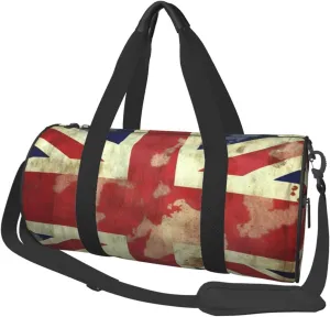Vintage Union Jack British Flag Travel Bag for Women Men Gym Bag Large Duffle Bag Weekender Overnight Bag with Shoulder Strap