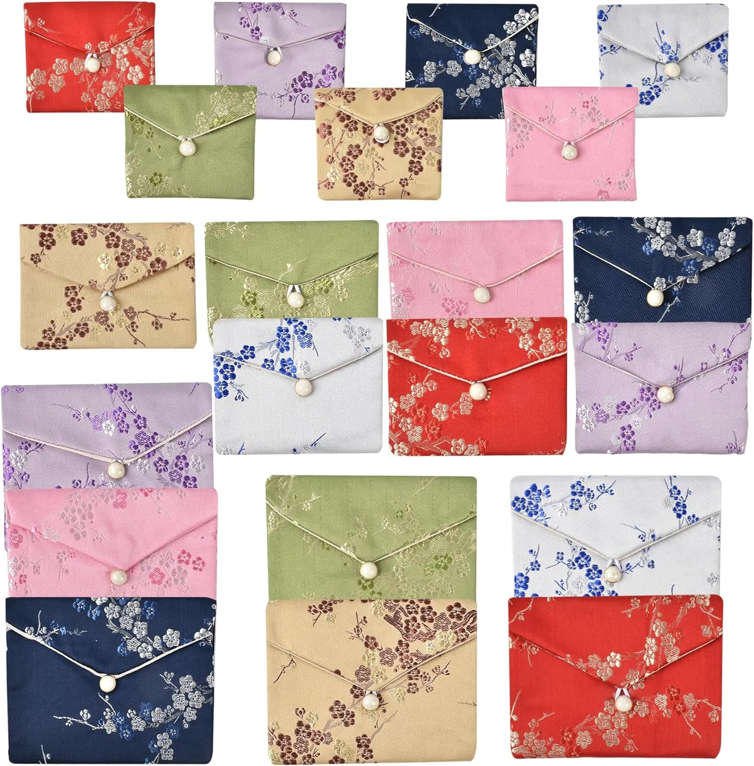 VIOCIWUO Jewelry Silk Purse Jewelry Purse Pouch Favor Bags Chinese Silk Style Brocade Embroidered Bags Coin Purse for Women Multiple Colors(Small&Medium&Large)