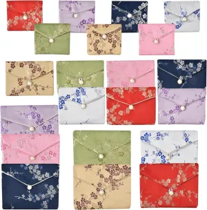 VIOCIWUO Jewelry Silk Purse Jewelry Purse Pouch Favor Bags Chinese Silk Style Brocade Embroidered Bags Coin Purse for Women Multiple Colors(Small&Medium&Large)