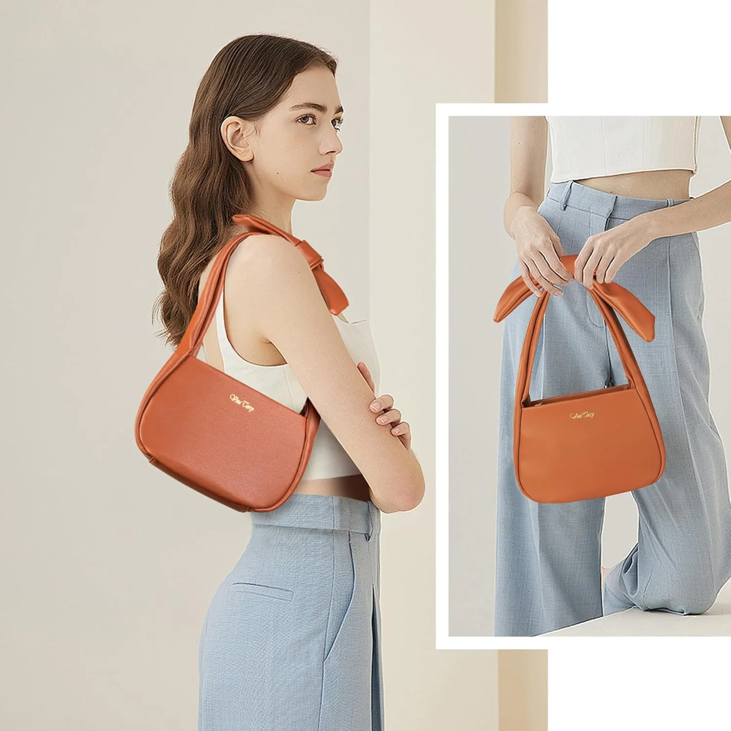 Viva Terry Hobo Hand Bag for Womens, Small Vegan Leather Hobe Handbag Shoulder Purses for Women with Zipper