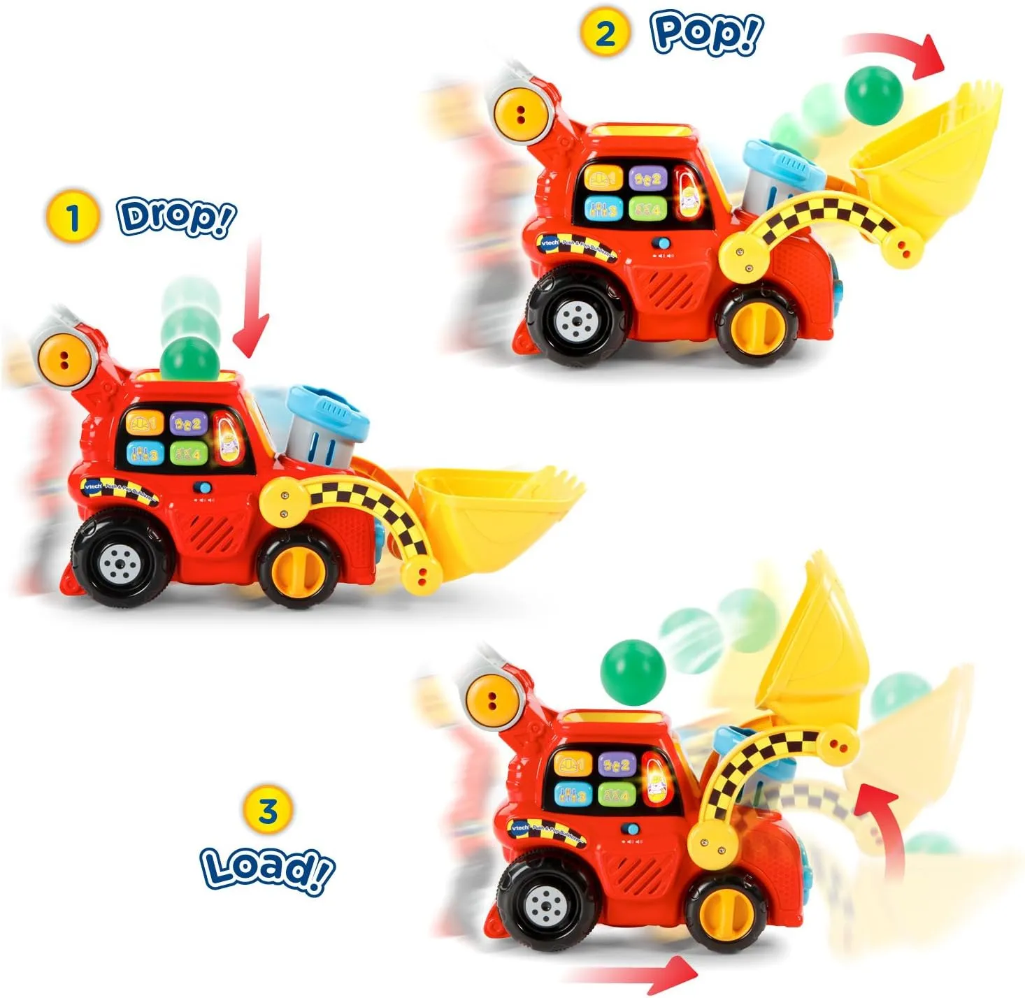 VTech Pop-a-Balls Push and Pop Bulldozer, Red