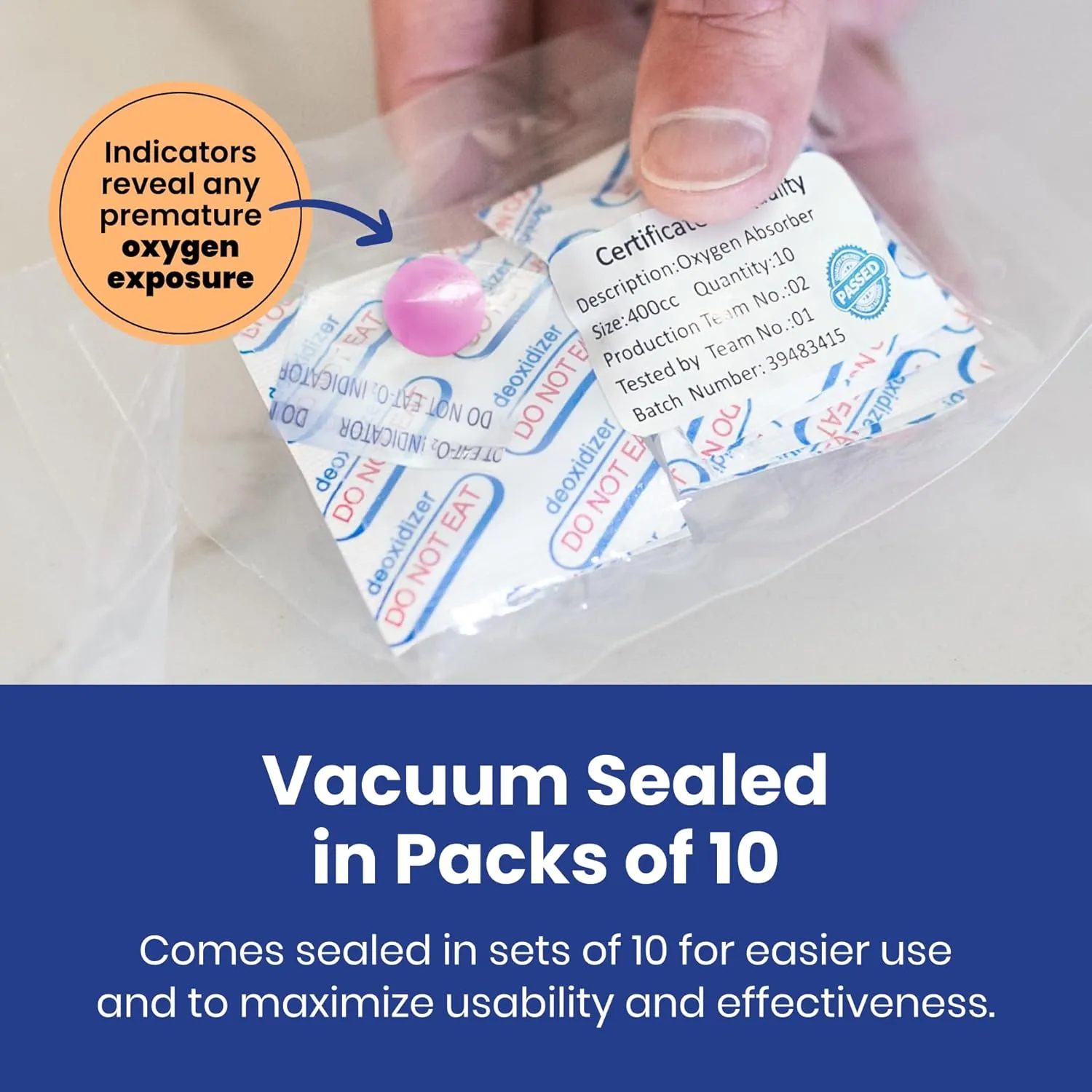 Wallaby 500cc Oxygen Absorbers - 100 Count - for Long Term Food Storage & Survival, Mylar Bags, Canning, Harvest Right Freeze Dryer, Dehydrated, and Preserved Foods - FDA Food Safe 500cc
