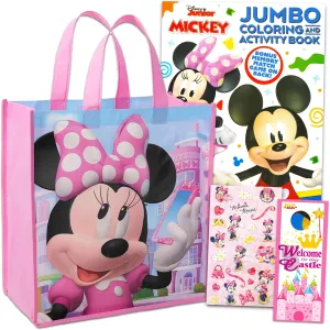 Walt Disney Studio Disney Minnie Mouse Travel Bag Bundle 4 Pack Minnie Activity Set - Minnie Mouse Travel Set with Coloring Books, Games, Puzzles, and Minnie Stickers