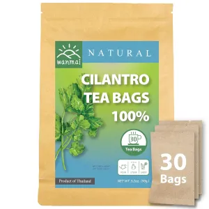 WANMAI29 Cilantro Tea Bags, 30-Count, Natural Sugar Free Drink, Supports Vegan and Ketogenic Diets, No Caffeine or Harsh Additives, 100% Real Herb in Kraft Steeping Bag