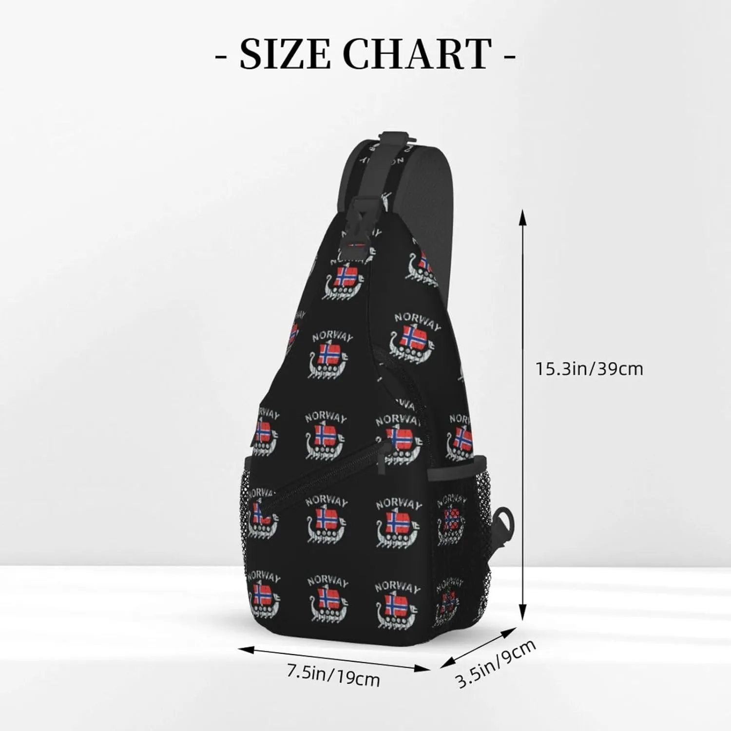 Washed Norwegian Flag Norway Dragon Boat Sling Bag Crossbody Backpack Shoulder Casual Daypack Bag for Men Women