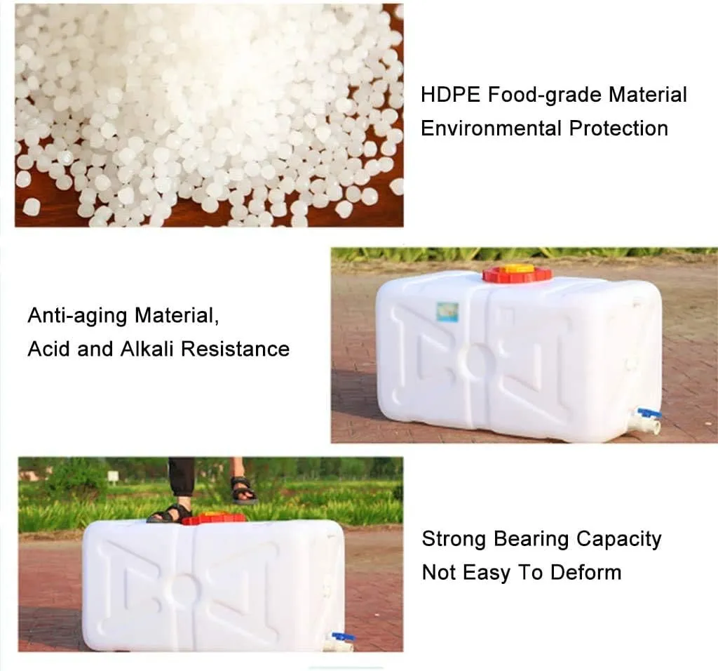 Water Tank Large White Food-Grade Water Storage Container with Lid and Handle,BPA Free Food Safe Water Storage Carrier,for Outdoor Camping Transport Hiking Hurricane Emergency(Size:48L)