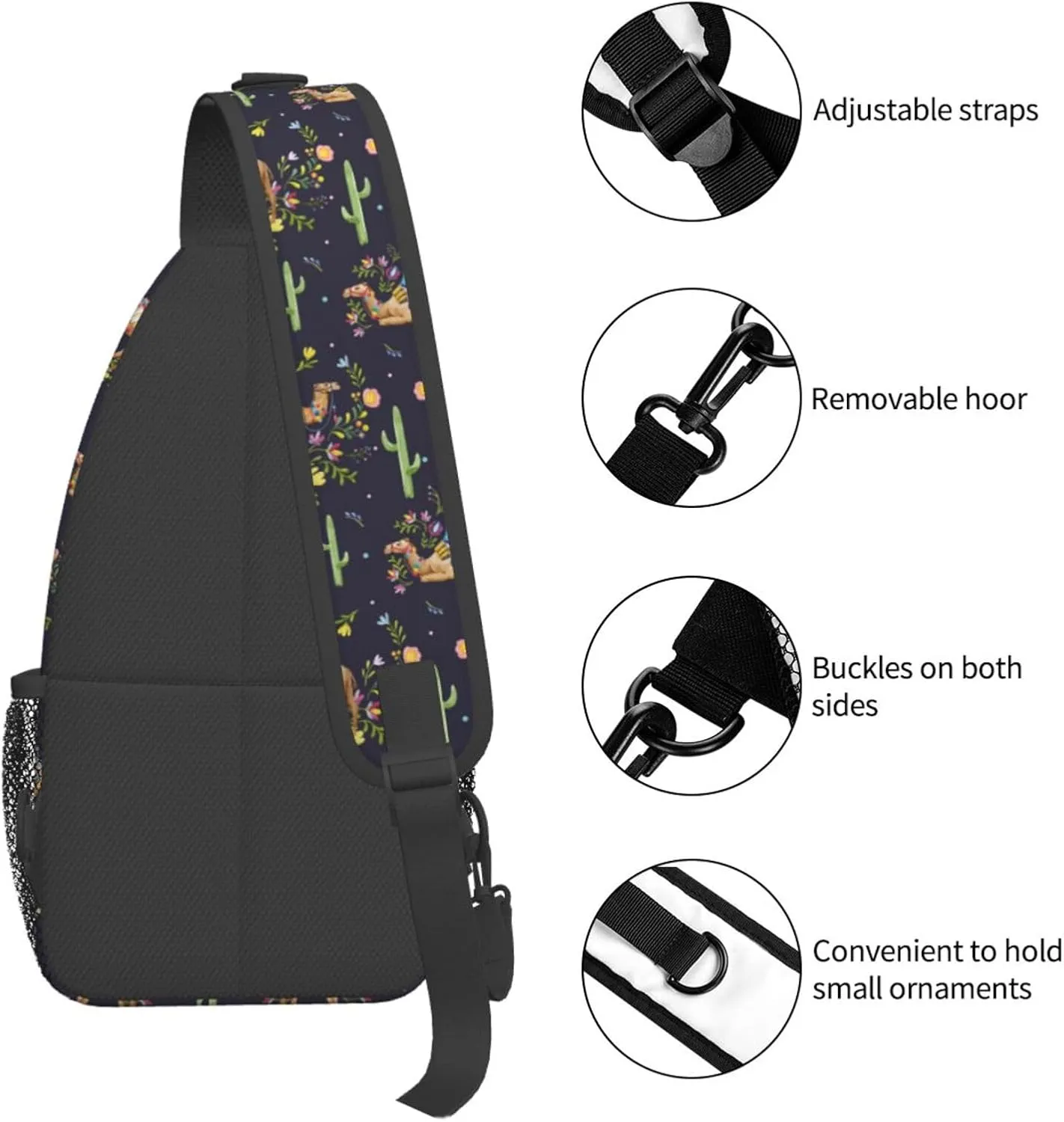 Watercolor Cute Camel Llama Chest Sling Bag Crossbody Shoulder Backpack Bag Gym Cycling Daypack Travel Hiking Cross Bag