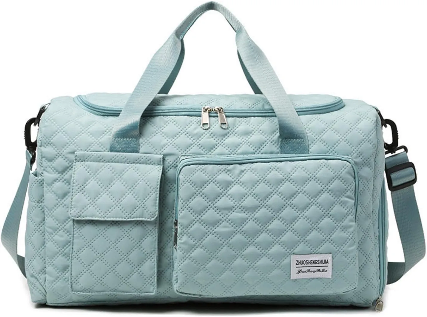 Weekender Travel Bag for Women with Shoe Compartment, Travel Duffle Overnight Bag，Large Capacity Gym Yoga Tote Bag Waterproof Extendable Carry On Bag (Blue)