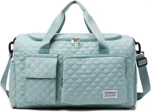 Weekender Travel Bag for Women with Shoe Compartment, Travel Duffle Overnight Bag，Large Capacity Gym Yoga Tote Bag Waterproof Extendable Carry On Bag (Blue)