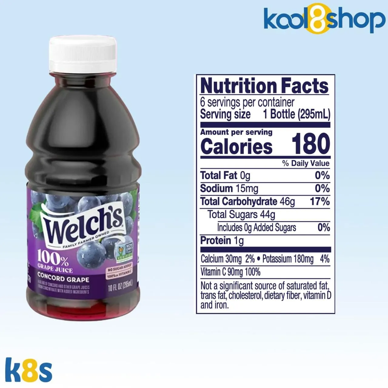 Welch’s 100% Concord Grape Juice Drink 10 fl oz Plastic Bottle 24 Pack   2 Reusable Snack Bags by KOOL8SHOP Infinite Deals