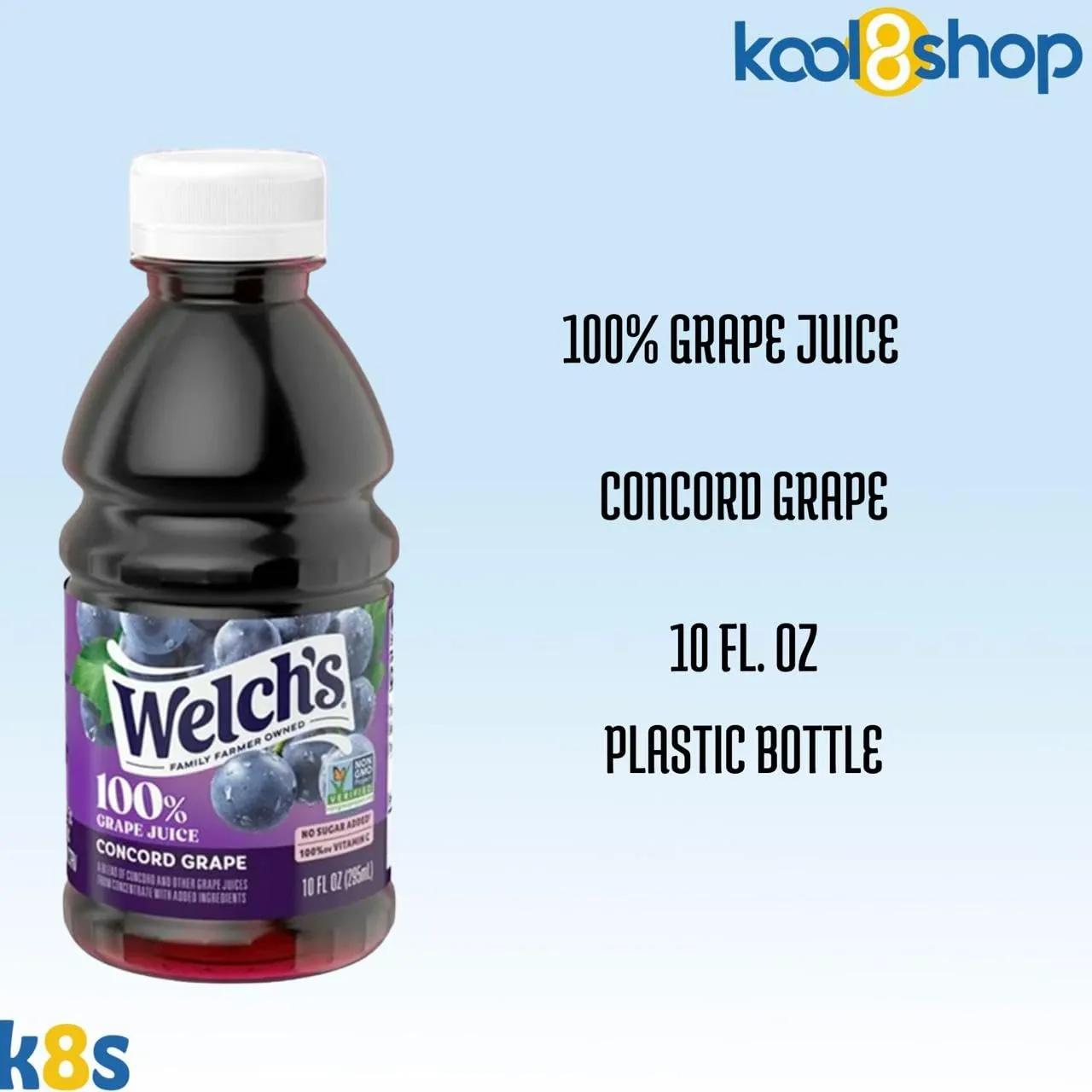 Welch’s 100% Concord Grape Juice Drink 10 fl oz Plastic Bottle 24 Pack   2 Reusable Snack Bags by KOOL8SHOP Infinite Deals