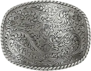 Western Antique Floral Engraved Rope Edge Design Belt Buckle Fits 1-1/2"(38mm) Wide Belt