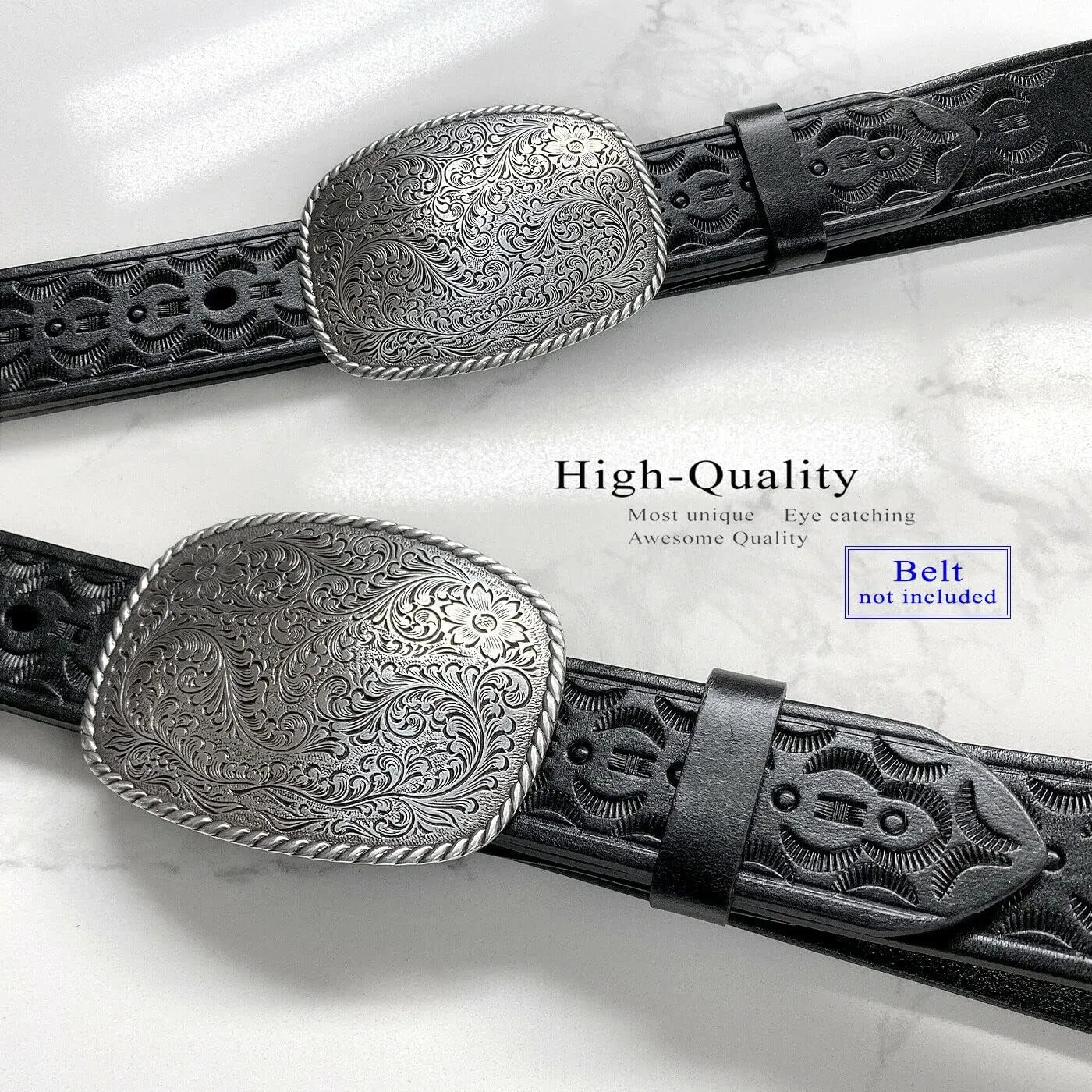 Western Antique Floral Engraved Rope Edge Design Belt Buckle Fits 1-1/2"(38mm) Wide Belt