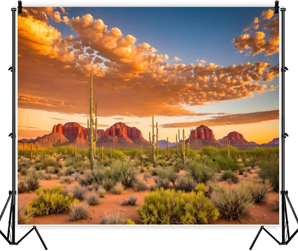 Western Desert Scenery Background 10x8ft Desert Sunset Sand Dunes Photography Backdrop Wilderness Mountain Natural Scenery Landscape Background Western Party Decor Backdrop Cowboys Portrait Props