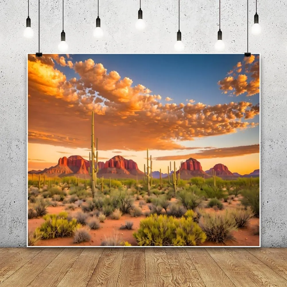 Western Desert Scenery Background 10x8ft Desert Sunset Sand Dunes Photography Backdrop Wilderness Mountain Natural Scenery Landscape Background Western Party Decor Backdrop Cowboys Portrait Props