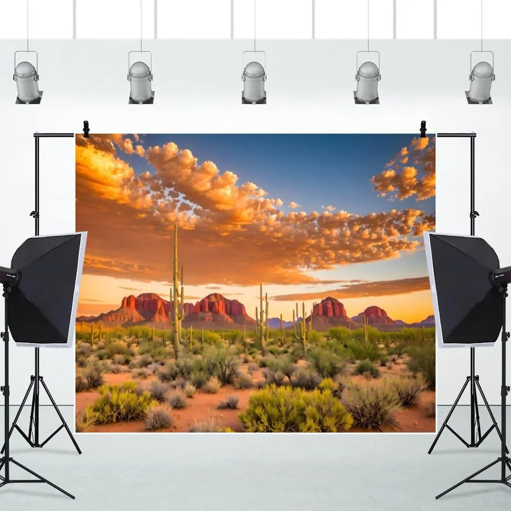 Western Desert Scenery Background 10x8ft Desert Sunset Sand Dunes Photography Backdrop Wilderness Mountain Natural Scenery Landscape Background Western Party Decor Backdrop Cowboys Portrait Props