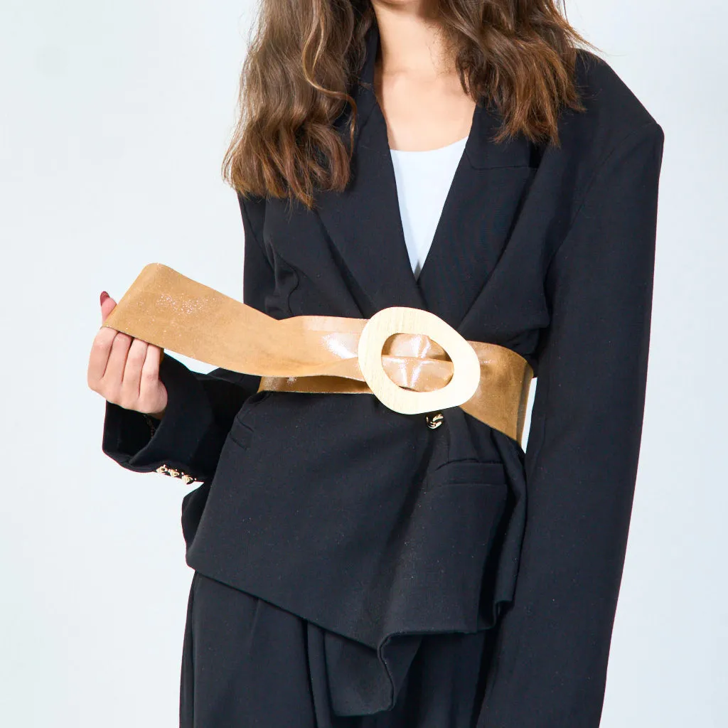 Wide statement belt with oval buckle wholesale