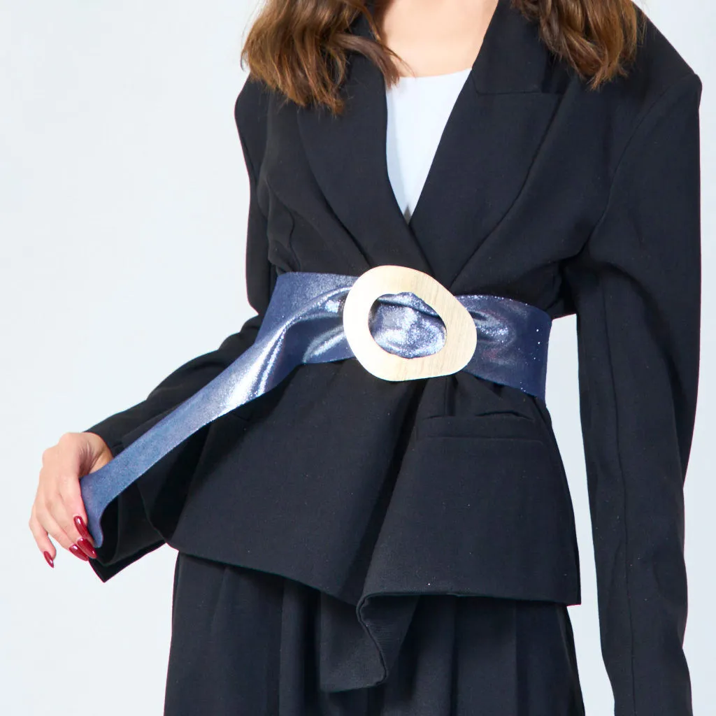 Wide statement belt with oval buckle wholesale