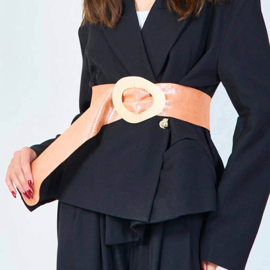 Wide statement belt with oval buckle wholesale