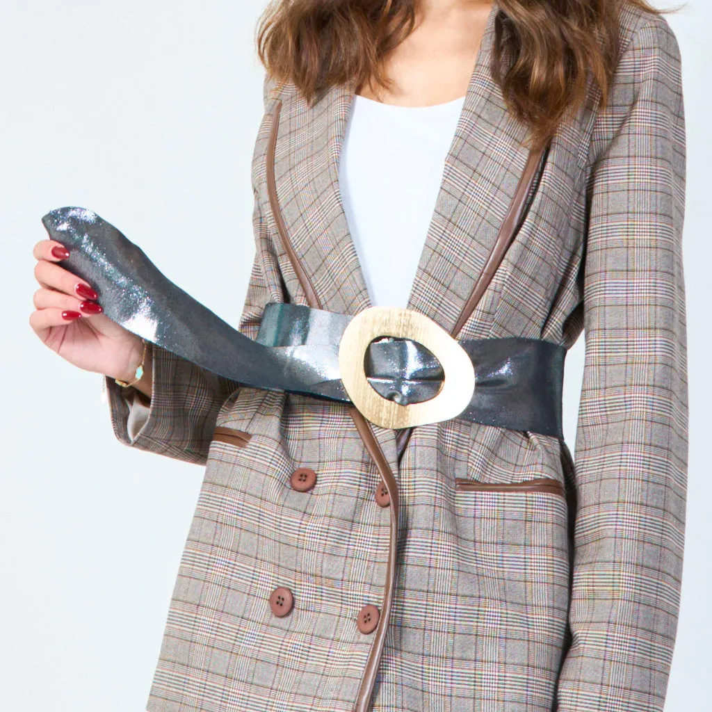Wide statement belt with oval buckle wholesale