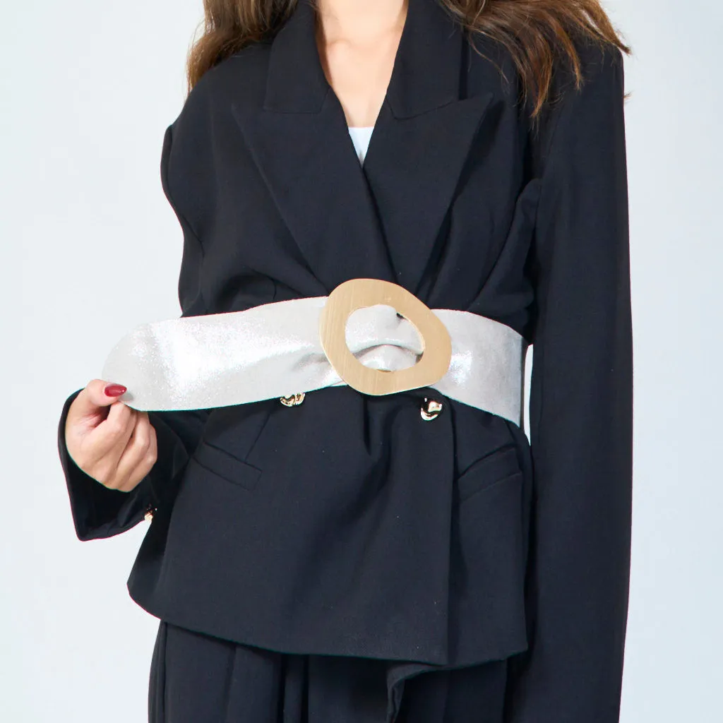 Wide statement belt with oval buckle wholesale